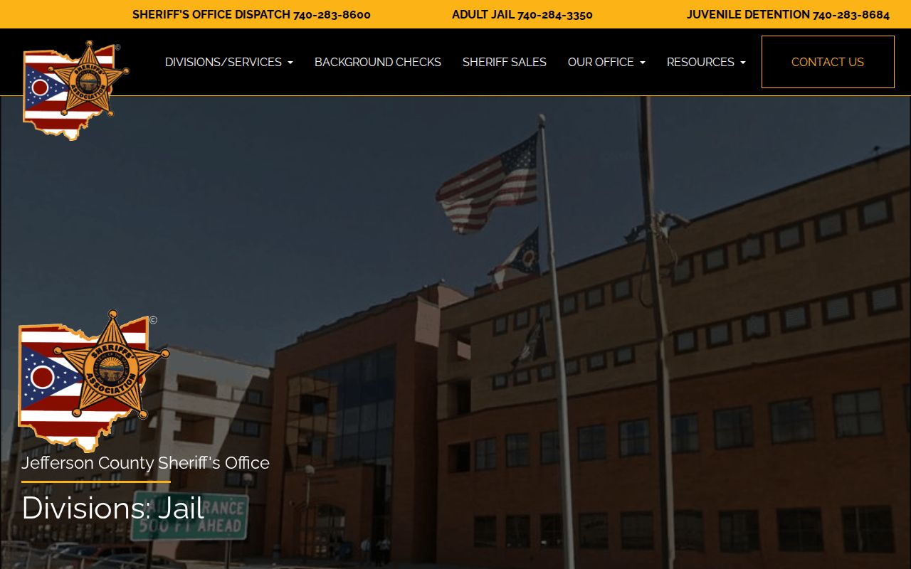 Jefferson County Sheriff Jail Administration page with jail information